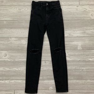 AE Super Hi-Rise Jeggings SZ 00 short distressed